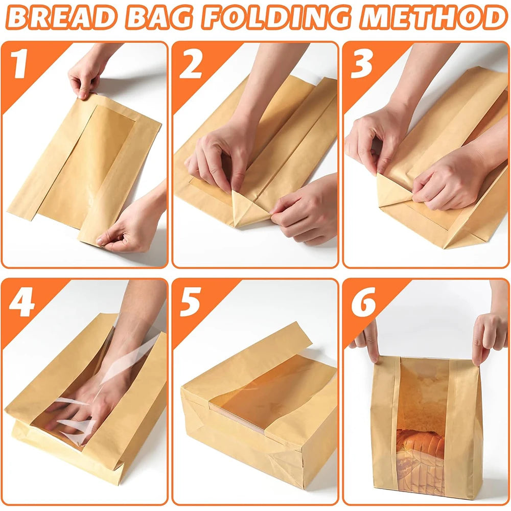 Large Paper Bread Bags with Clear Window – Bakery Bags for Homemade Sourdough, Cookies & Cakes – Great for Storing & Gifting Bakes – Available in 25 Pieces, 30 Pieces, 50 Pieces & 100 Pieces