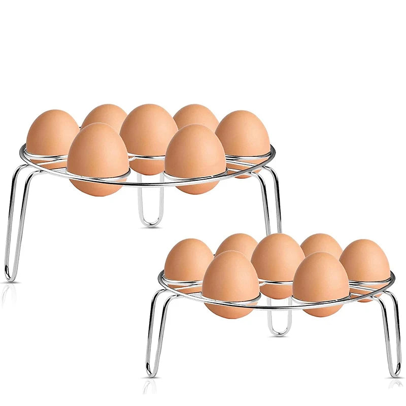 Stainless Steel Egg Steamer Rack Trivet – Pressure Cooker Steaming Holder for Eggs – Great for Boiled Eggs & Steaming Vegetables – Available in Short & Tall