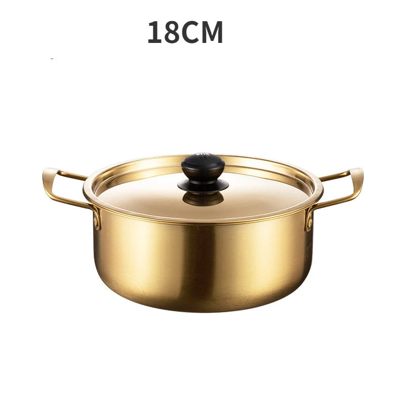 Golden Stainless Steel Noodle Pot with Lid 01