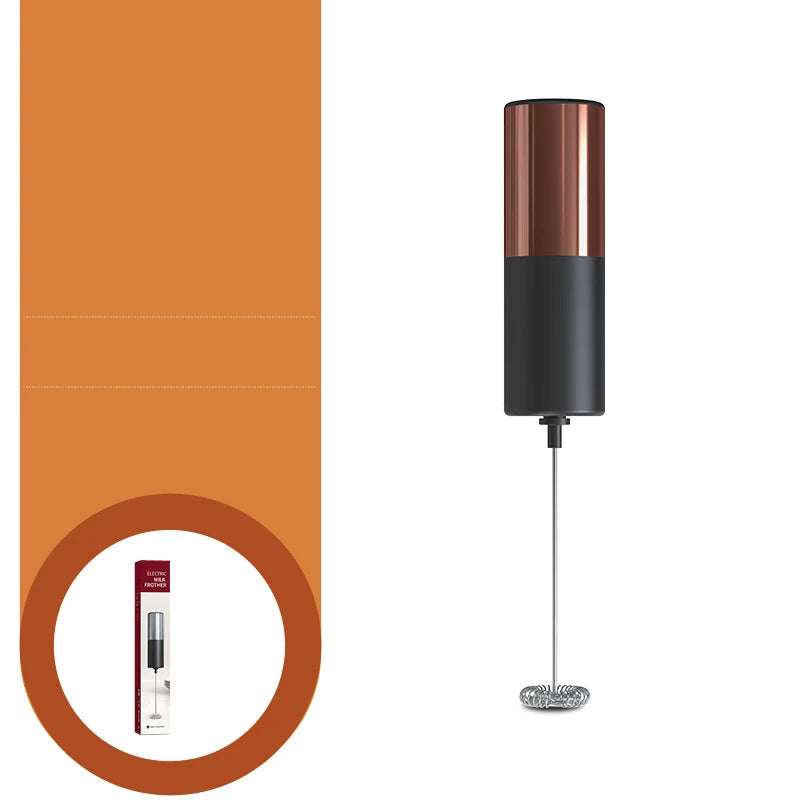 Mini Electric Milk Frother – Portable Handheld Foamer & Drink Mixer – Ideal for Cappuccino, Hot Chocolate & Whisking Eggs – Available in Black and Wood, Black and Silver, Black, Black and Copper & Silver Colours
