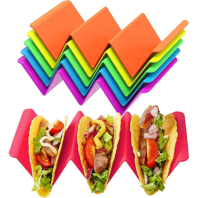 Set of 6 Colourful Taco Holder Stands – Large Taco Trays for 2 or 3 Tacos Each – Perfect for Taco Nights & Family Meals