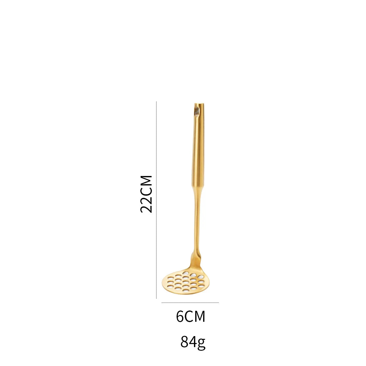 Golden Stainless Steel Potato Masher – Manual Food Crusher for Potatoes, Pumpkin & Baby Food, Garlic, & More (Available in Small, Medium & Large)