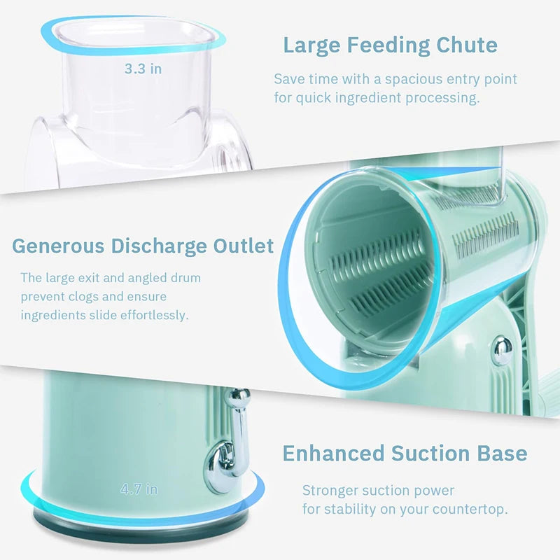 Rotary Cheese Grater with 5 Replaceable Blades