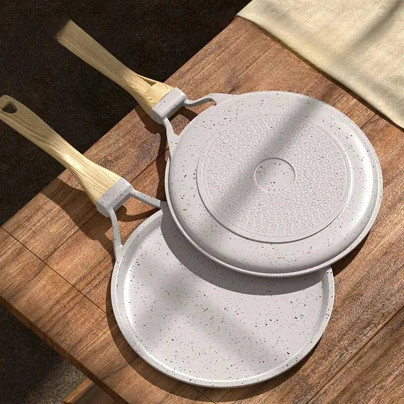 Maifan Stone Non-Stick Crepe & Pancake Pan with Wooden Handle(20/24/28cm) – Flat Pan  Ideal for Pancakes, Crepes & Everyday Cooking , Induction & Gas Compatible