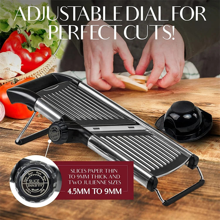 Multi-Function Stainless Steel Adjustable Mandoline Slicer – Professional Food Cutter, Chopper & Julienne Slicer for Kitchen Prep, Potatoes, Carrots, Onions & More