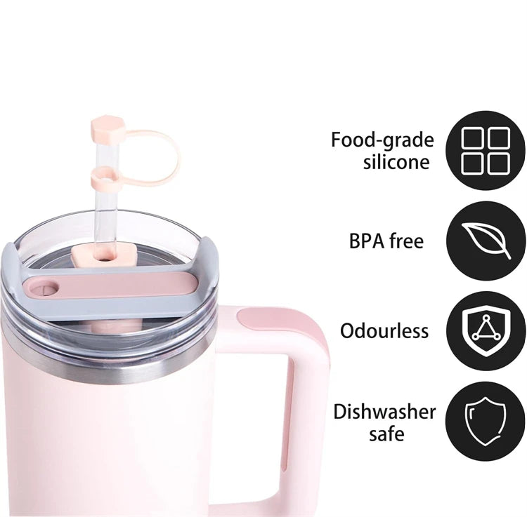 Silicone Spill Stopper Set for 30oz & 40oz Tumbler Cups – Lid Spill Plugs & Straw Cover Caps – Great for Travel & Everyday Drinks