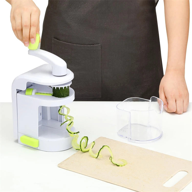 4 in 1 Vegetable Spiralizer with Stainless Steel Rotating Blades – Veggie Spiral Cutter & Noodle Maker – Great for Courgette Noodles, Salads & Garnishes