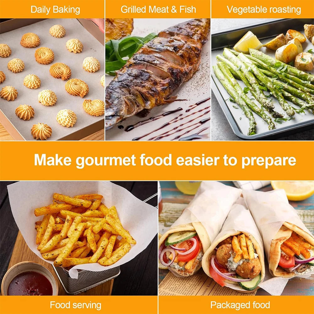200 Piece Non-Stick Parchment Paper Sheets – Precut Baking Paper for Ovens & Air Fryers – Ideal for Baking, Steaming & Lining Cookie Pans – Available in 15x20cm, 20x25cm, 20x30cm, 23x33cm, 25x35cm & 30x40cm