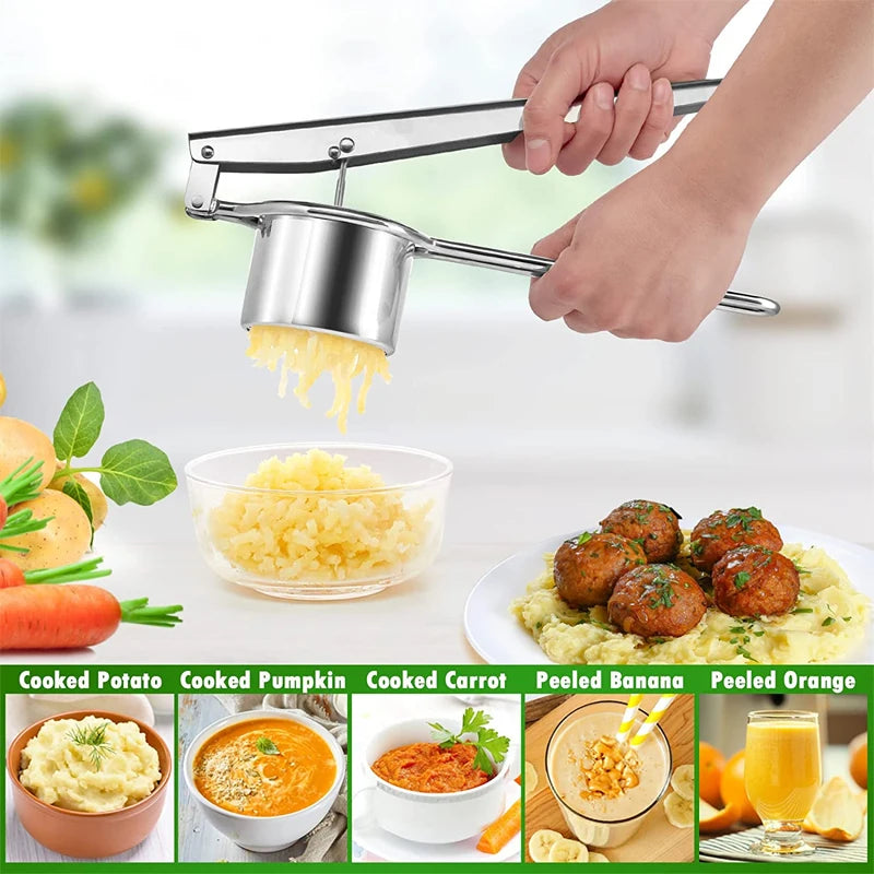 Stainless Steel Potato Ricer with 3 Interchangeable Discs