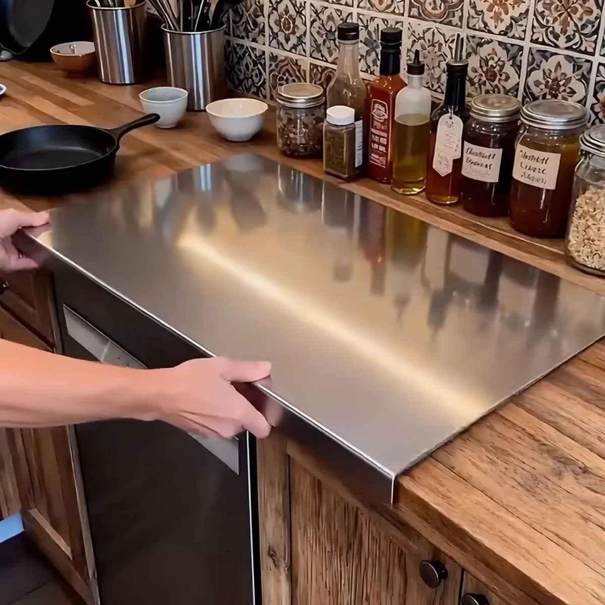 Large Double-Sided Stainless Steel Chopping Board – Thickened Dough Kneading Board & Pastry Mat – Great for Chopping, Kneading & Rolling Dough – Available in 22 Sizes