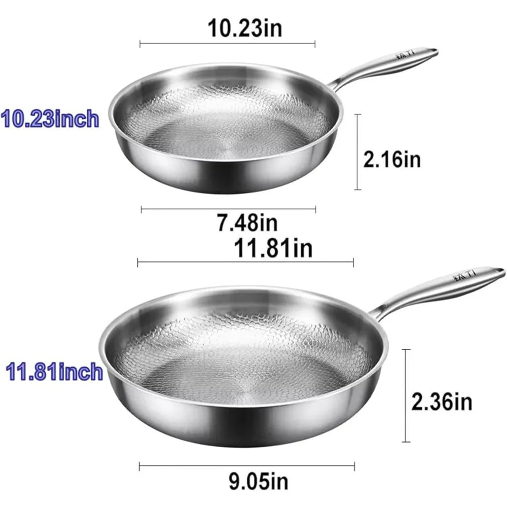 Titanium Interior Frying Pan with Glass Lid – Uncoated, Fish Scale Hammer Pattern, Gas & Induction Compatible | 26cm, 28cm & 30cm