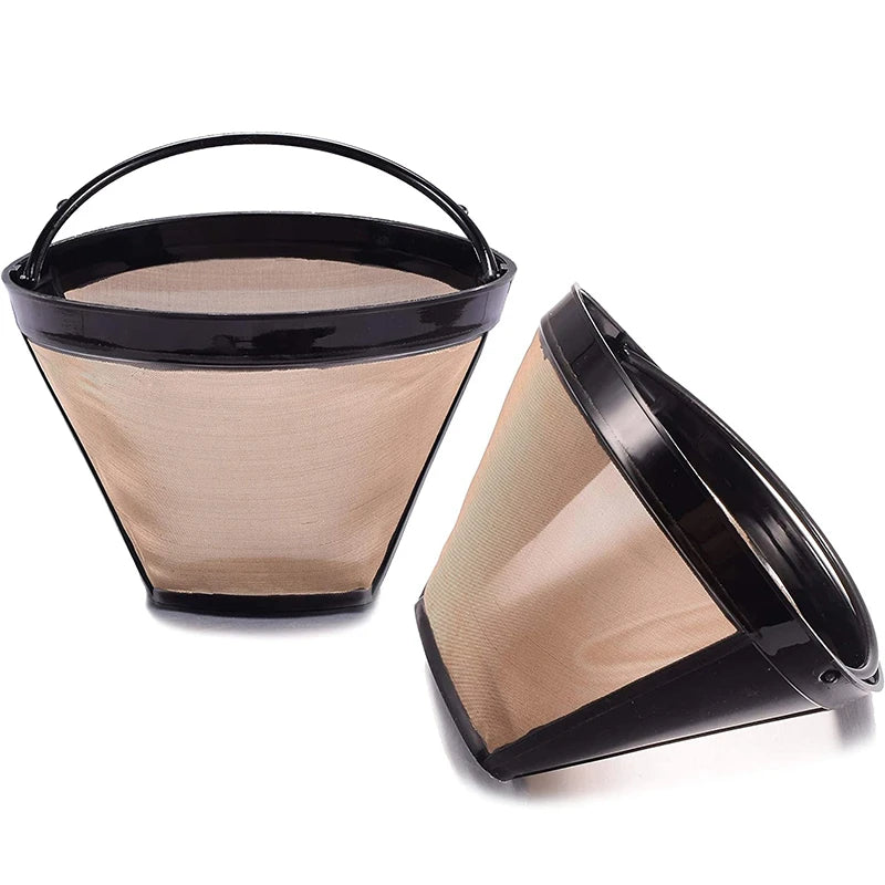 Reusable Stainless Steel Coffee Filter Cone – Permanent Basket Filter for Coffee Makers – Perfect for Everyday Filter Coffee – Available in 1 Piece & 2 Pieces