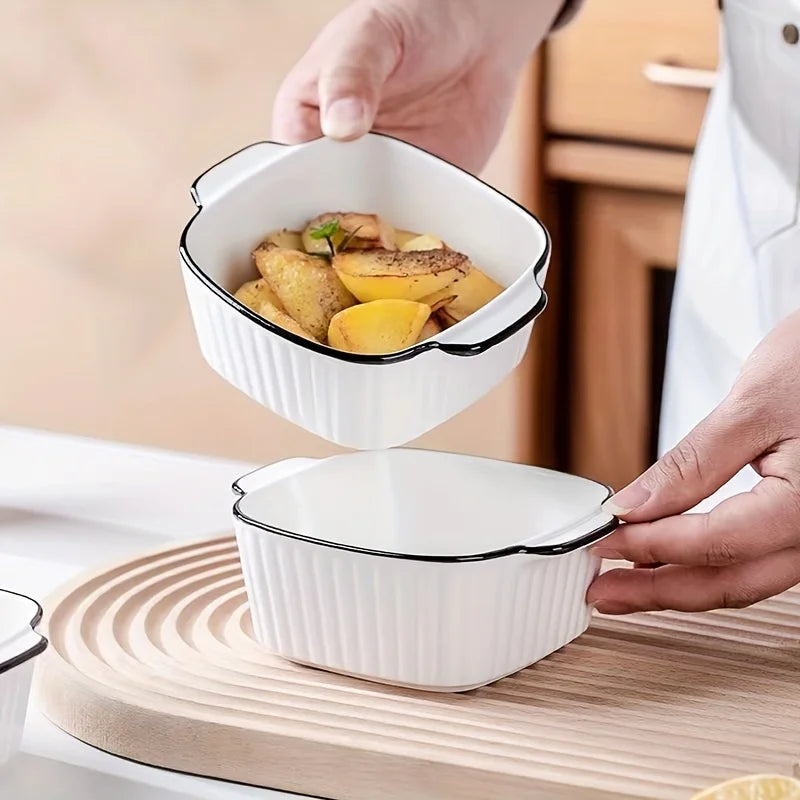 4-Piece Small Ceramic Baking Dishes with Handles – Air Fryer, Oven, Microwave & Dishwasher Safe, Great for Baking, Desserts, and Everyday Use