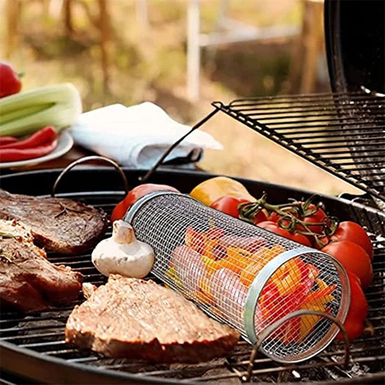 Stainless Steel Rolling BBQ Basket
