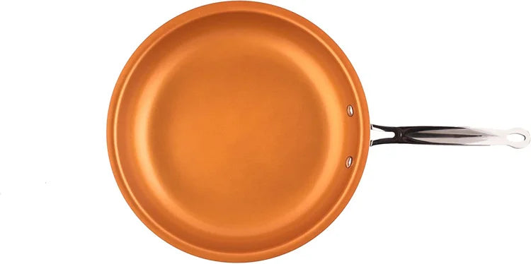 Ceramic Titanium Nonstick Aluminium Frying Pan – Copper Colour Round Egg Pan & Skillet – Best for Eggs, Omelettes, Steak & Fish – Available in 20cm, 24cm & 28cm