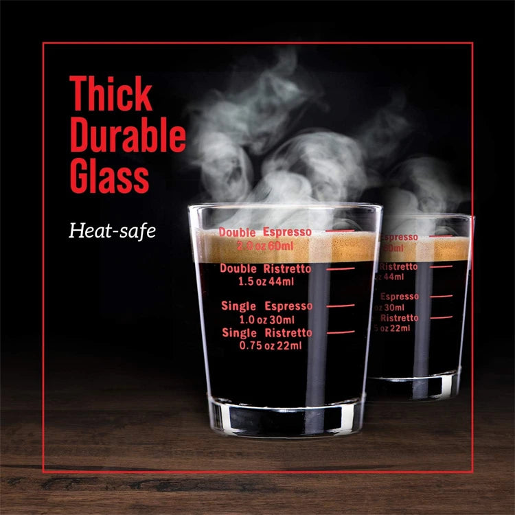 60ml Heavy Glass Espresso Shot Measuring Cup – Square 2oz Barista Shot Glass – Great for Espresso, Coffee & Measuring Liquids