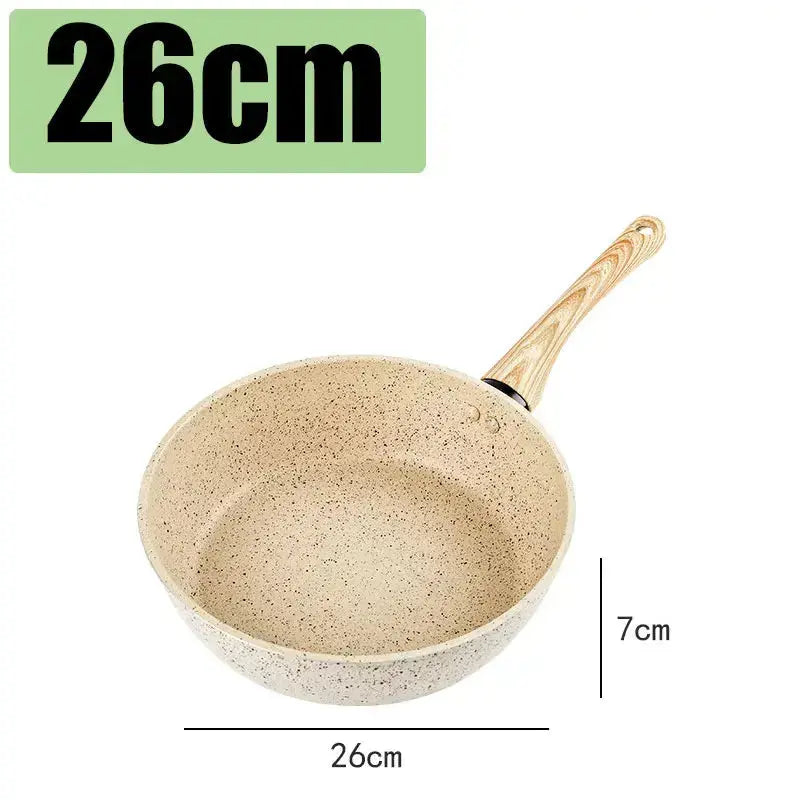 Non-Stick Deep Pan with Ergonomic anti-slip Handle – Maifan Stone Ceramic Thick-Bottom Skillet /Pan Ideal for Eggs, Pancakes, Omelettes, Sautéing, Sauces, Searing, Stir-Fry &One-Pan Meals 26cm without lid