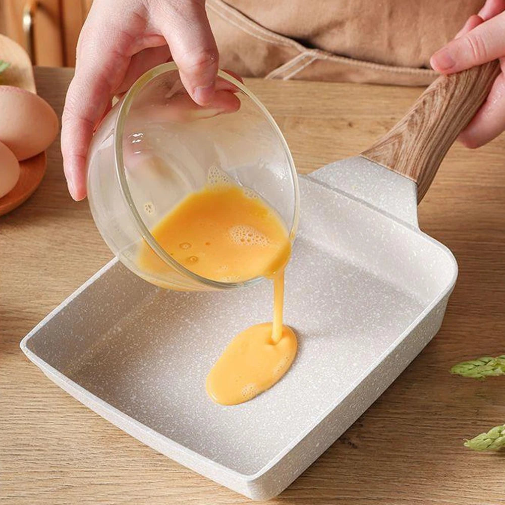 Rectangular Non-Stick Omelette Pan – Granite-Coated Tamagoyaki Egg Pan with Long Handle – Perfect for Omelettes, Eggs & Quick Breakfasts