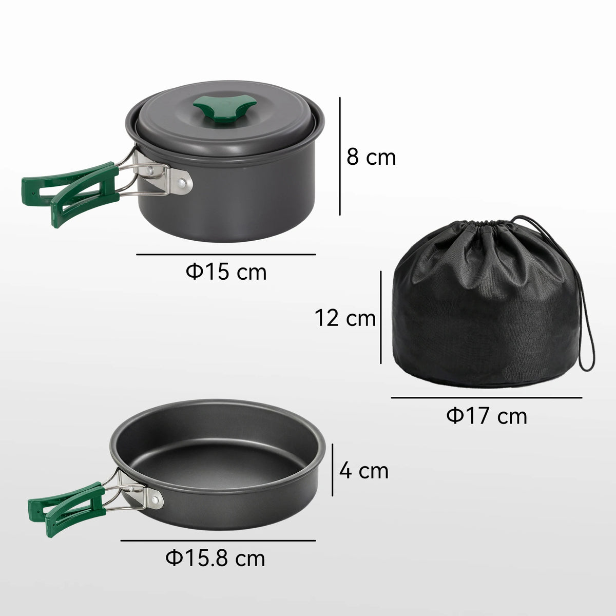 8 Piece Ultralight Camping Cookware Set – Nesting Aluminium Pot, Frying Pan & Bowls with Storage Bag – Perfect for Hiking, Camping & Backpacking