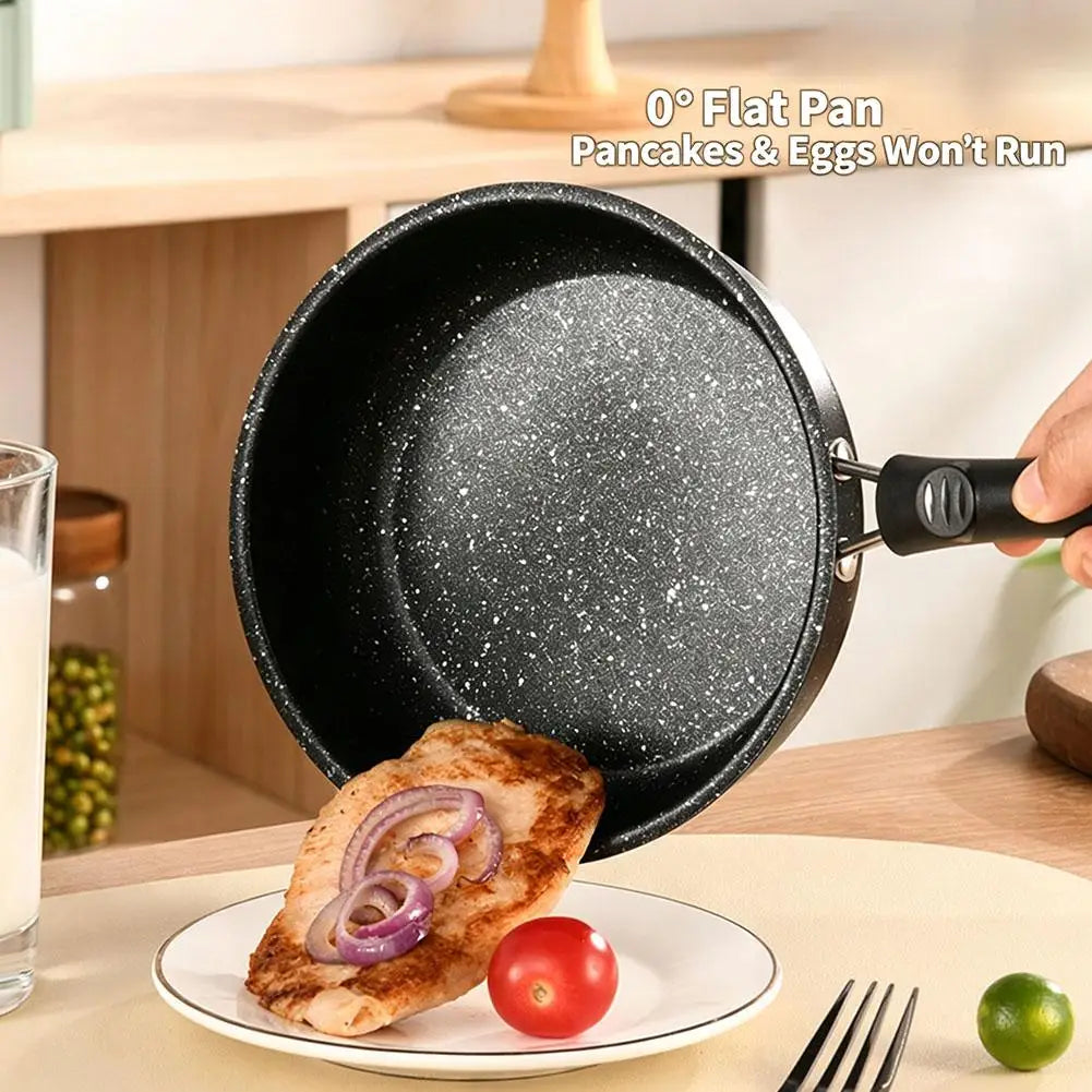 Speckled Stone Mini Frying Pan – Flat Bottom Non-Stick Egg & Pancake Pan with Hanging Loop – Perfect for Single Servings & Small Kitchens