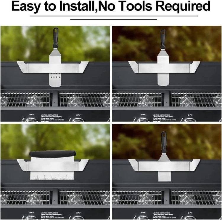 Stainless Steel Griddle Spatula Stand – BBQ Utensil Holder Clip for Grill Side Shelves – Ideal for Keeping Spatulas & Tongs Off the Surface – Available in 1 Piece & 2 Pieces