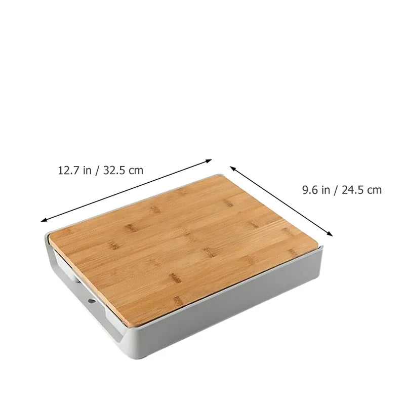 Multifunction Premium Bamboo Wooden Chopping Board – Effortless Cutting & Slicing with Convenient Sliding Plastic Pull-Out Tray – Perfect for Modern Kitchens