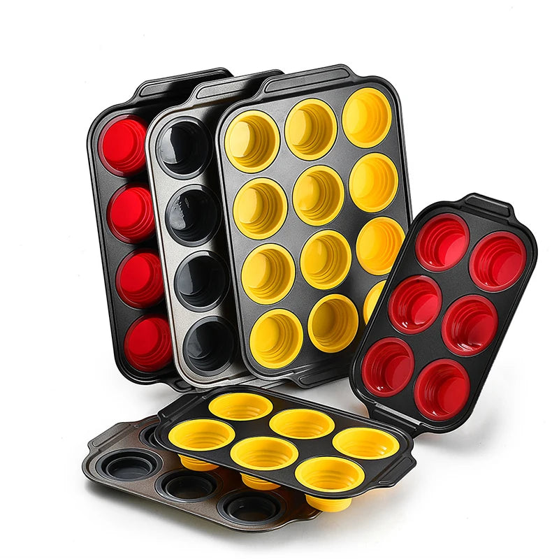 Collapsible Silicone Muffin Pan with Metal Frame