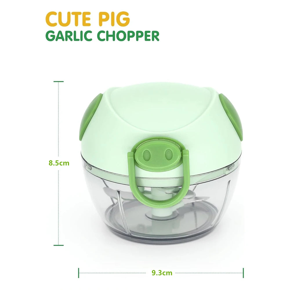 Pull String Food Chopper with Container – Manual Vegetable Chopper & Onion Cutter – Ideal for Garlic, Onions, Herbs & Veggies