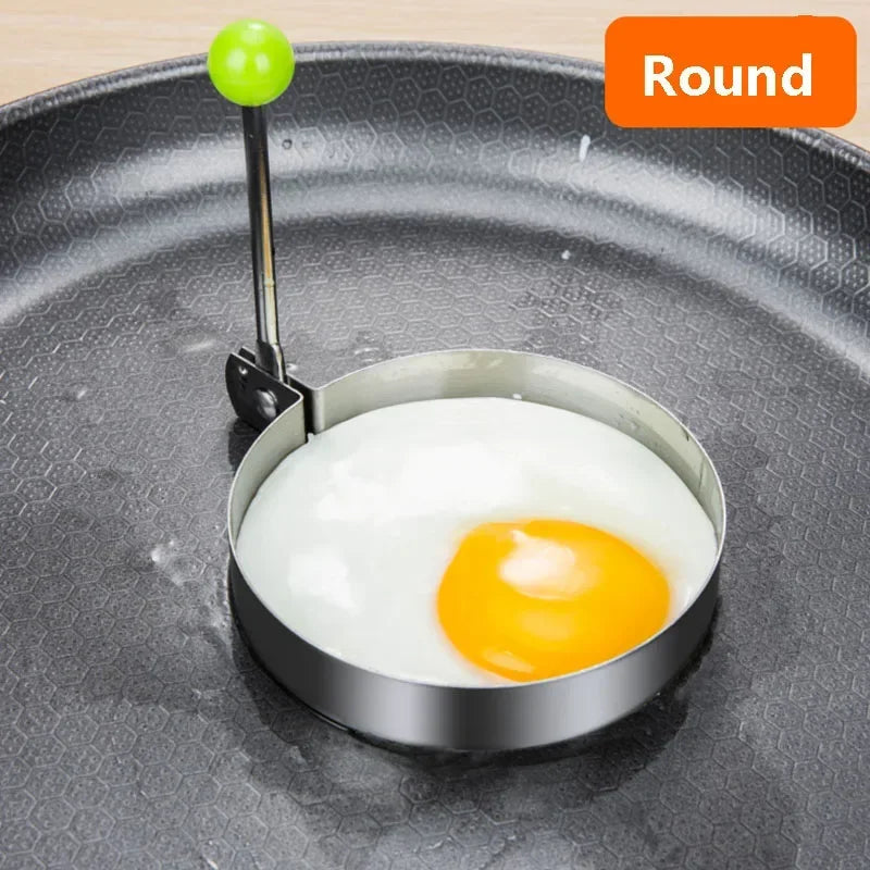 Stainless Steel Heart & Shaped Egg Moulds with Handles – Fried Egg & Pancake Rings – Great for Breakfasts, Omelettes & Special Occasions – Available in Singles & Sets