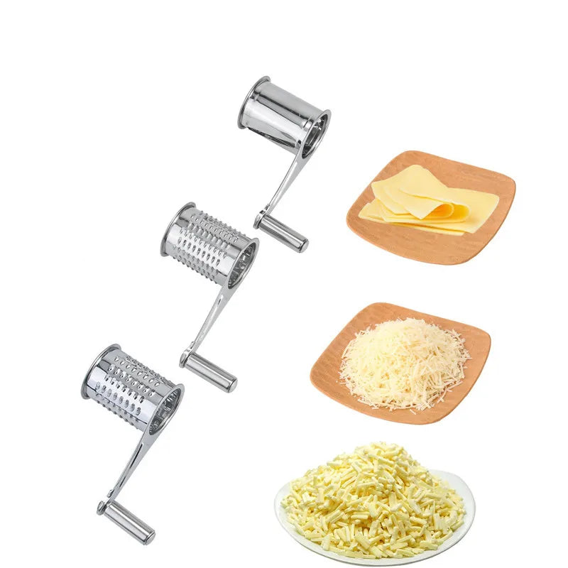 Rotary Cheese Grater with 3 Interchangeable Drums