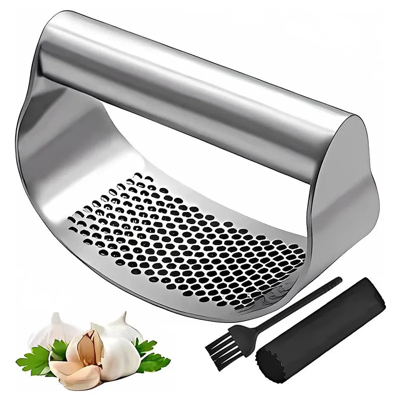 Stainless Steel Garlic Rocker Press – Manual Garlic & Ginger Crusher & Mincer – Best for Quick Minced Garlic – Available in Black & Silver