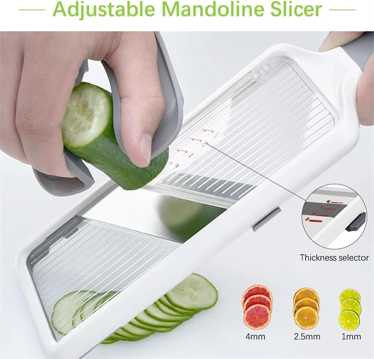 Handheld Mandoline Slicer with Adjustable Stainless Steel Blade