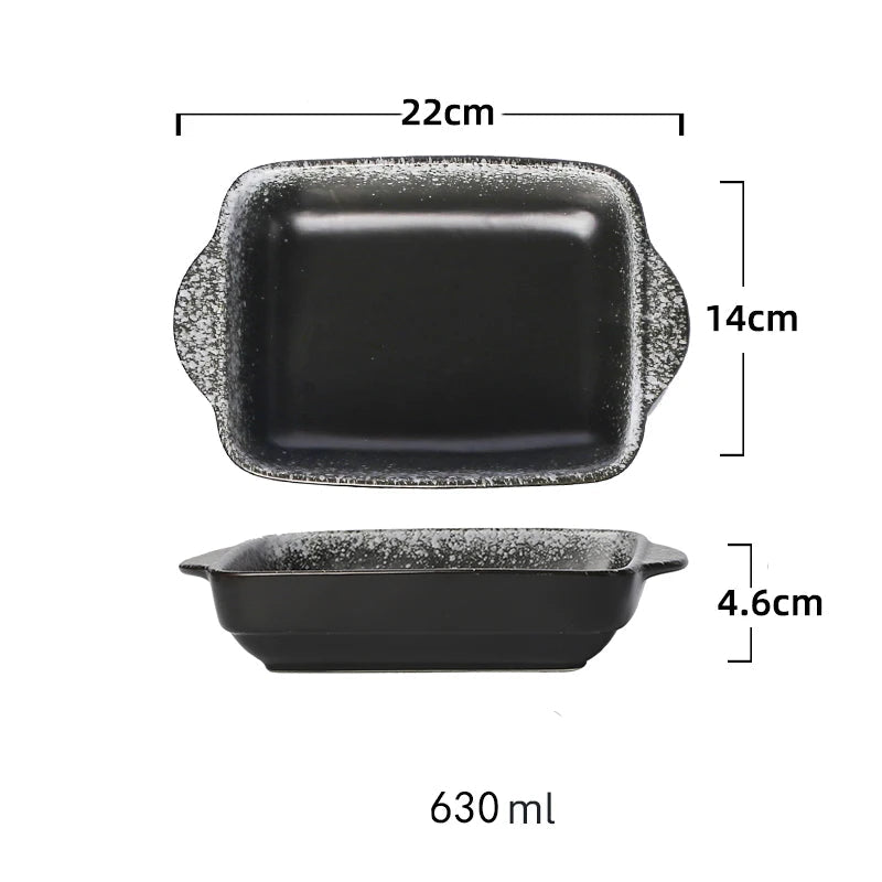 Ceramic Rectangular Baking Tray with Dual Handles – High-Temperature Resistant Porcelain Dish for Baking, Roasting, BBQ, Pasta, Rice, Lasagna, Salads & Daily Meals – Durable, Easy-to-Clean & Even-Heat Design – Oven, Microwave & Dishwasher Safe