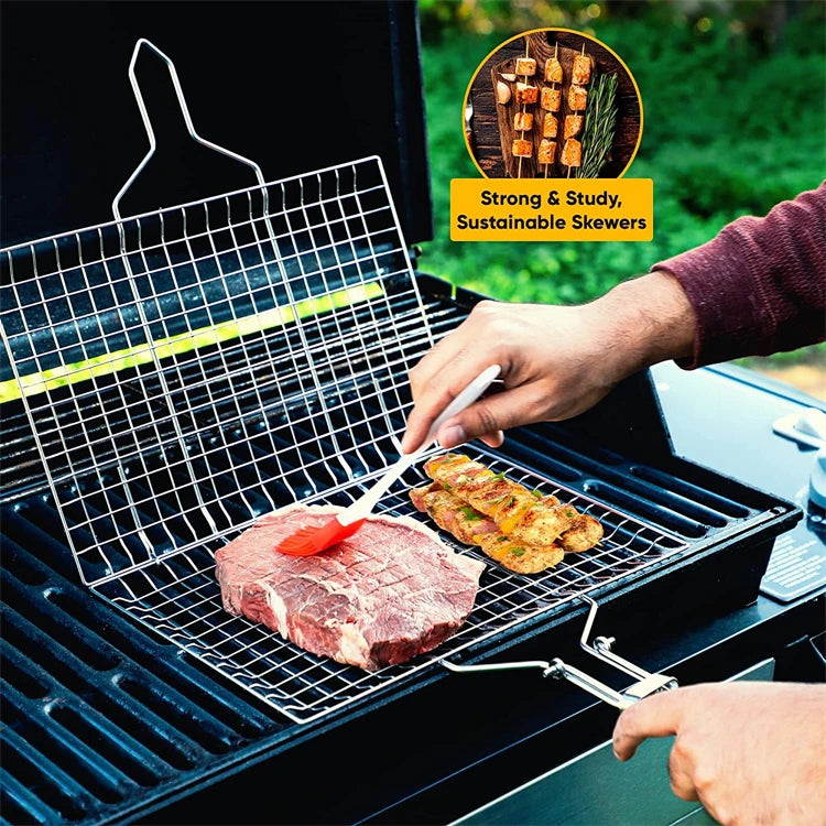Foldable Stainless Steel BBQ Grill Basket