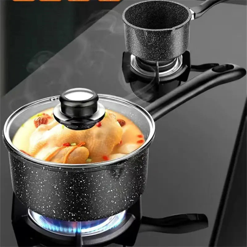 Non-Stick Granite Maifan Stone Coating Saucepan – Ideal for Heating Milk, Boiling, Simmering & Preparing Sauces, Soups & Small Daily Meals – PFOA-Free Durable Milk Pot with Granite Finish