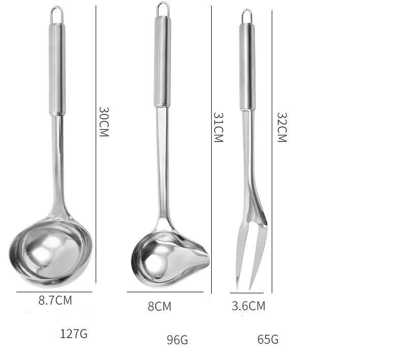 11-Piece Stainless Steel Kitchen Utensils Set – Durable & Heat-Resistant for Daily Cooking