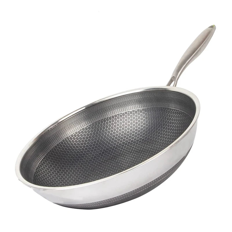 Honeycomb Design Stainless Steel Wok Pan