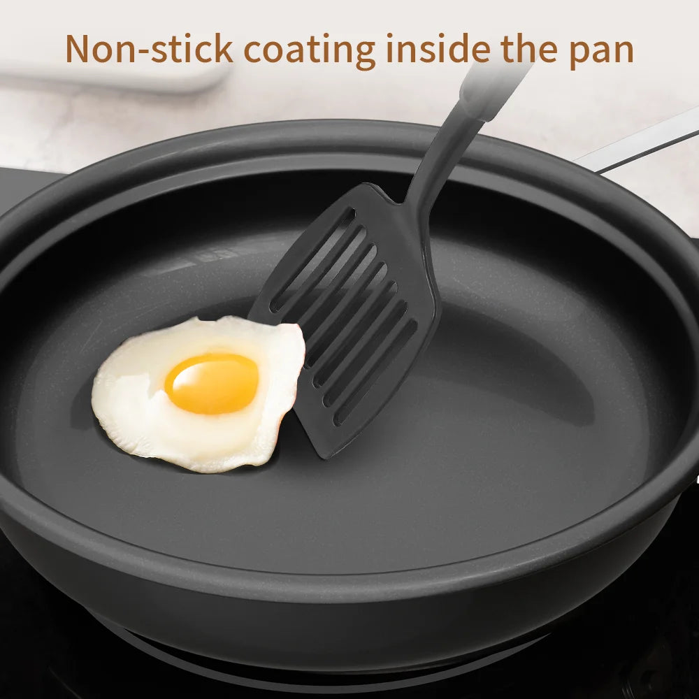 13 Piece Non-Stick Cookware Set with Glass Lids & Kitchen Utensils – Frying Pan, Casserole & Saucepans – Best for Complete Kitchen Starter Sets