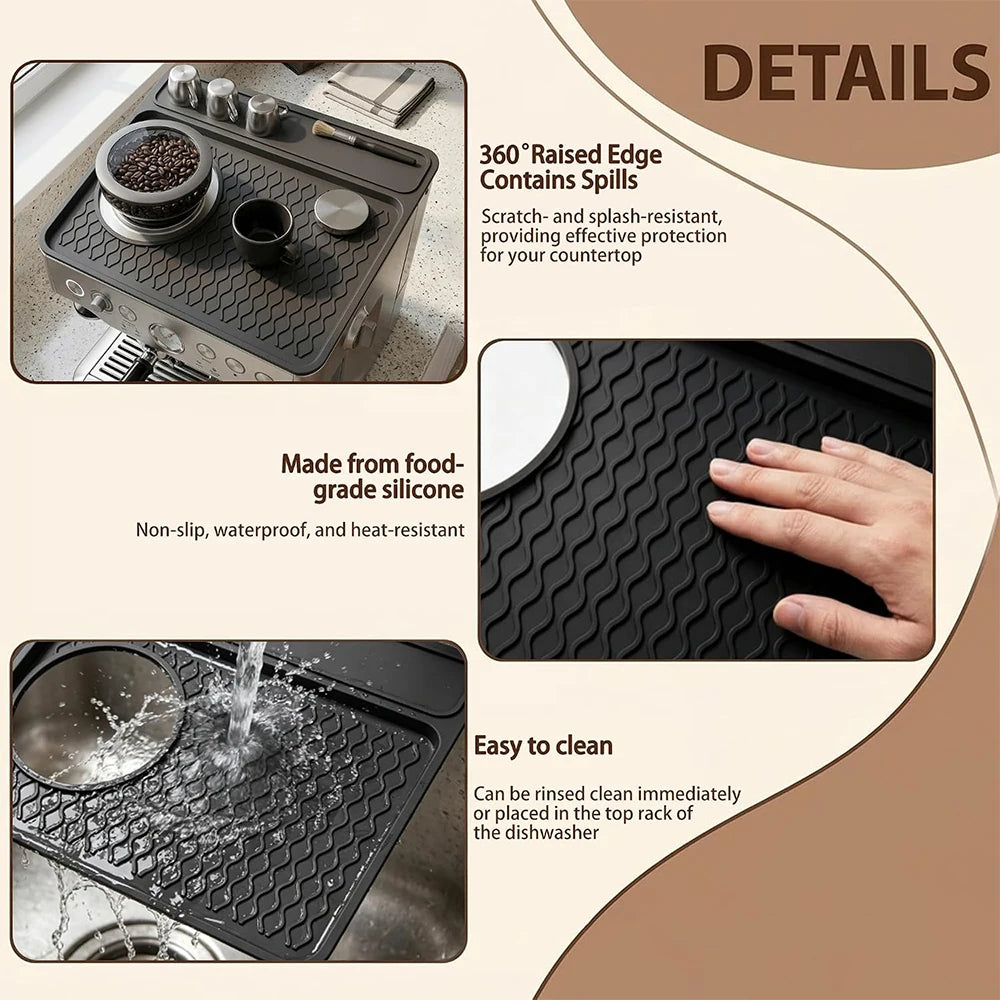 Non-Slip Silicone Espresso Tamping Mat – Coffee Machine Top Mat & Tamper Pad – Perfect for Tamping Espresso at Home – Available in Black & Grey Colours