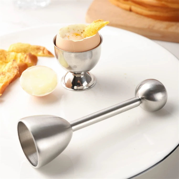 Stainless Steel Egg Topper & Cracker – Soft & Hard Boiled Egg Cutter and Opener – Great for Neatly Topping Boiled Eggs