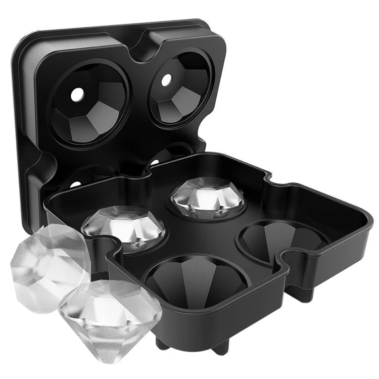Reusable Silicone Diamond Ice Cube Mould – Stackable Flexible Ice Tray – Great for Chilling Water, Juice & Iced Drinks – Available in Black & Blue Colours