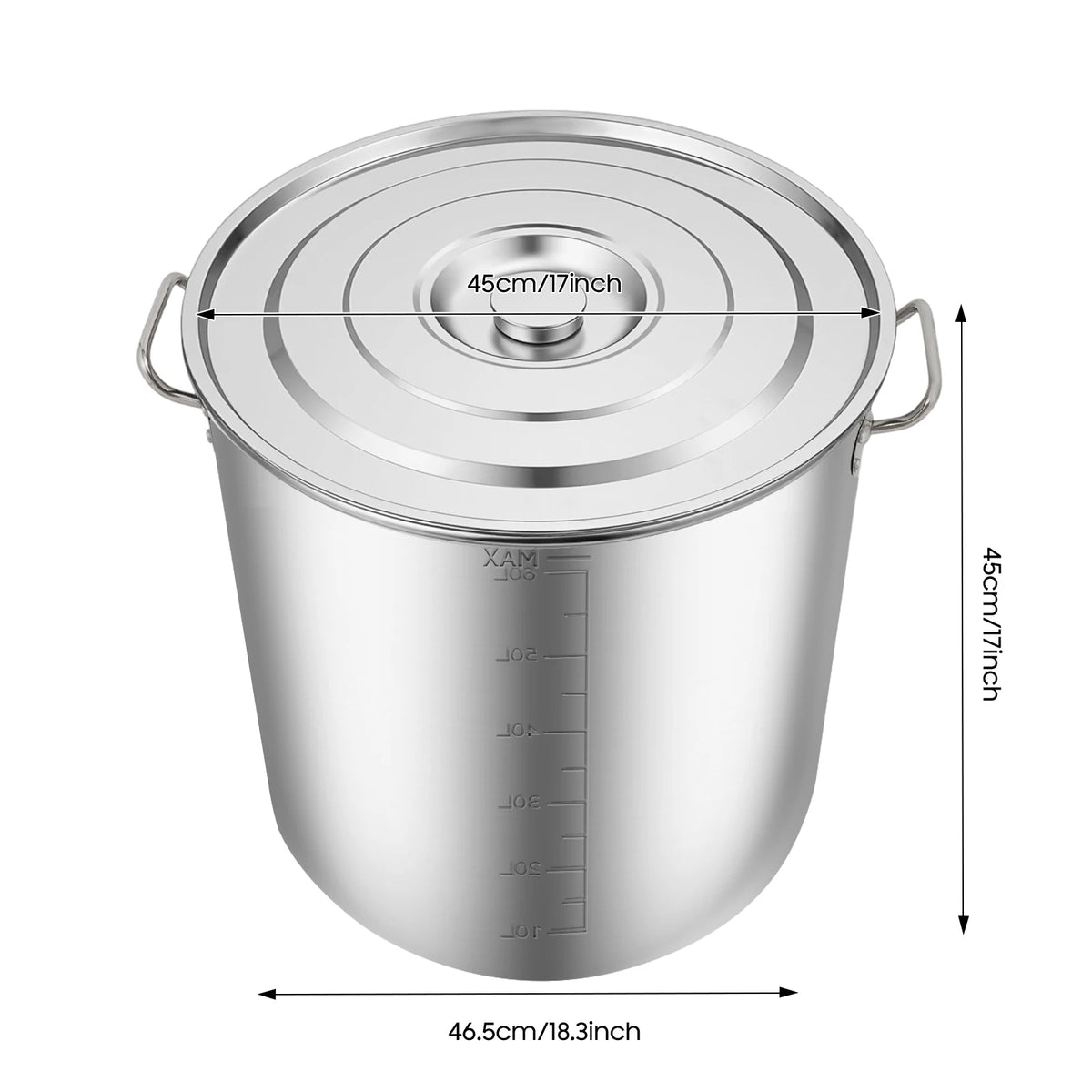 Extra Large Stainless Steel Stockpot with Lid – Commercial Soup & Cooking Pot for Catering – Ideal for Big Batches & Events – Available in 50L & 70L