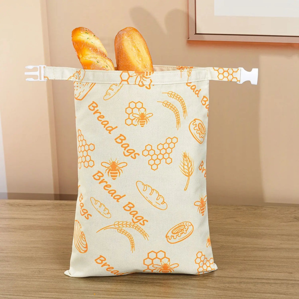 Reusable Beeswax Sourdough Bread Bag – Large Cotton & Linen Bread Storage Bag – Best for Homemade Sourdough & Loaves