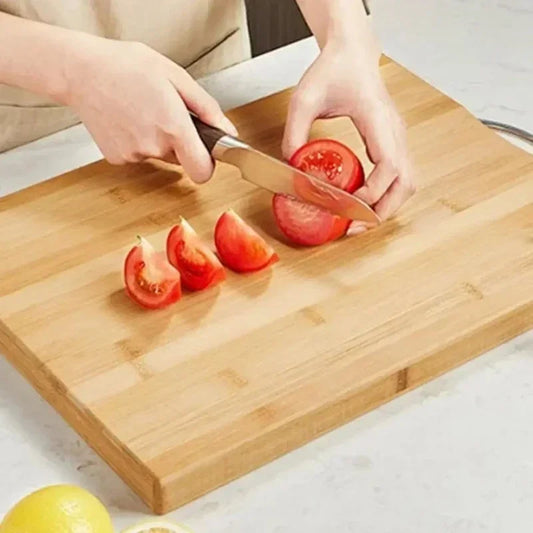 Thick Bamboo Wood Chopping Board – Double-Sided Rectangular Fruit & Vegetable Cutting Board – Best for Everyday Chopping – Available in Small & Medium