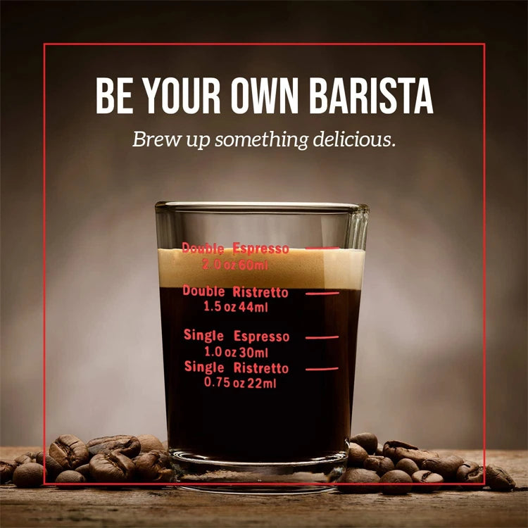 60ml Heavy Glass Espresso Shot Measuring Cup – Square 2oz Barista Shot Glass – Great for Espresso, Coffee & Measuring Liquids