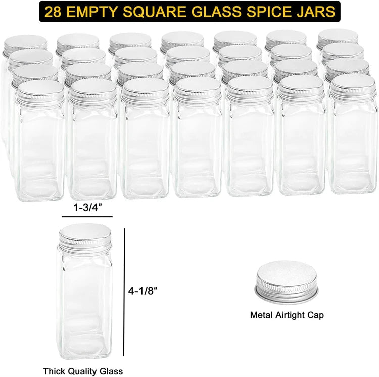 4 Tier Metal Spice Rack Organiser Set – Countertop & Cabinet Seasoning Organiser – Best for Spice Jars & Seasonings – Available as Rack Only or with Spice Jars