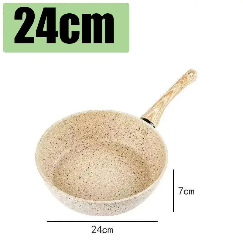 Non-Stick Deep Pan with Ergonomic anti-slip Handle – Maifan Stone Ceramic Thick-Bottom Skillet /Pan Ideal for Eggs, Pancakes, Omelettes, Sautéing, Sauces, Searing, Stir-Fry &One-Pan Meals 24cm without lid