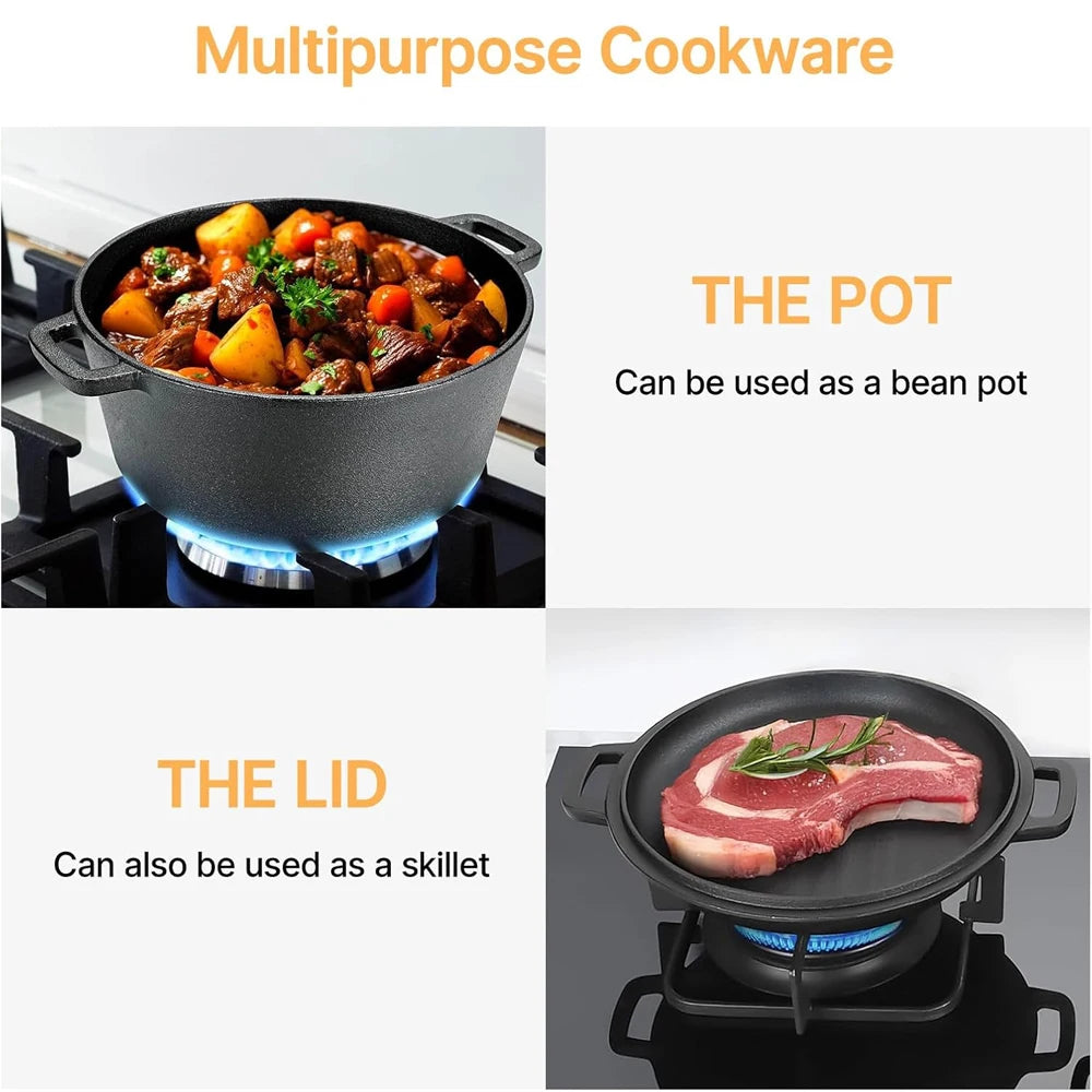 Non-Stick Deep Stew Pot with Lid, Anti-Scald Tongs & Silicone Pad – Cast Aluminium Casserole Saucepan – Perfect for Stews, Soups & Braising