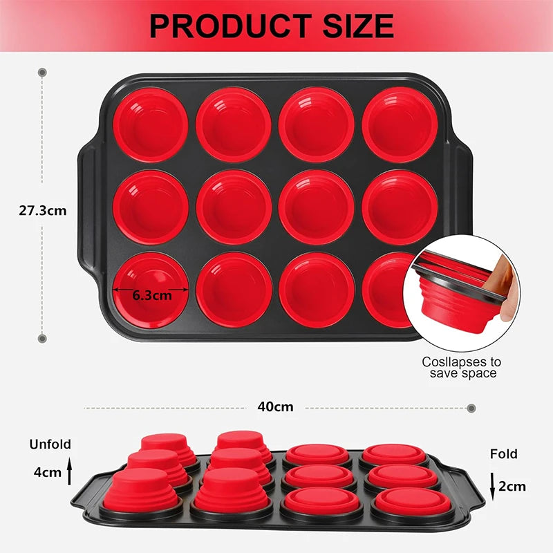 Collapsible Silicone Muffin Pan with Metal Frame