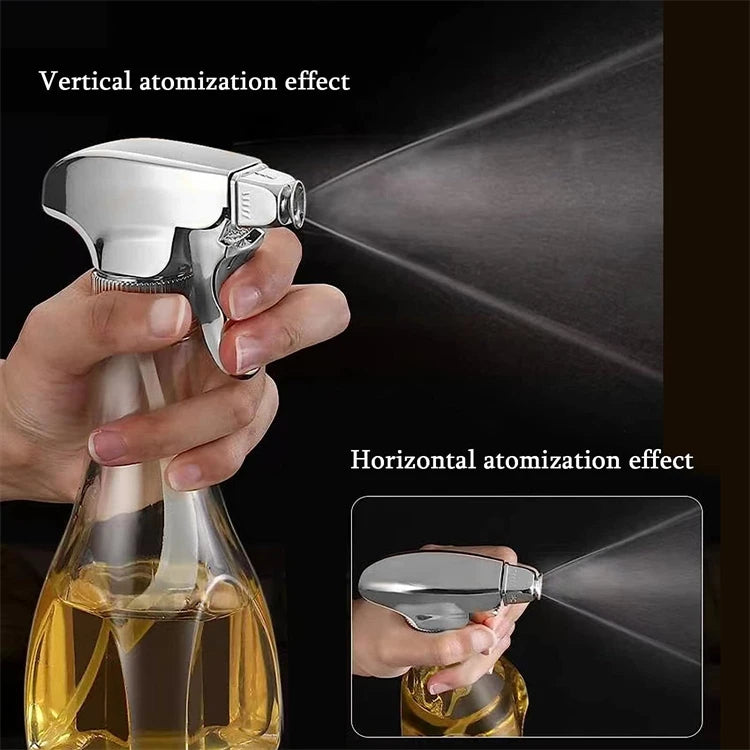 240ml Glass Oil Sprayer Bottle with Rotating Nozzle – Olive Oil Mister & Spritzer – Great for Air Fryers, Salads & Roasting – Available in Black, White & Silver Colours